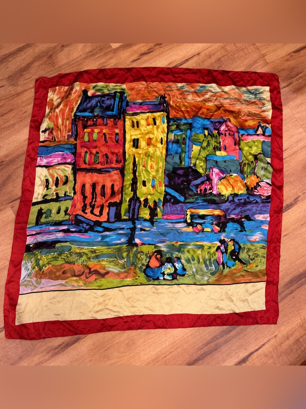Wassily Kandinsky "Houses in Munich" (1908) painting square 34” scarf